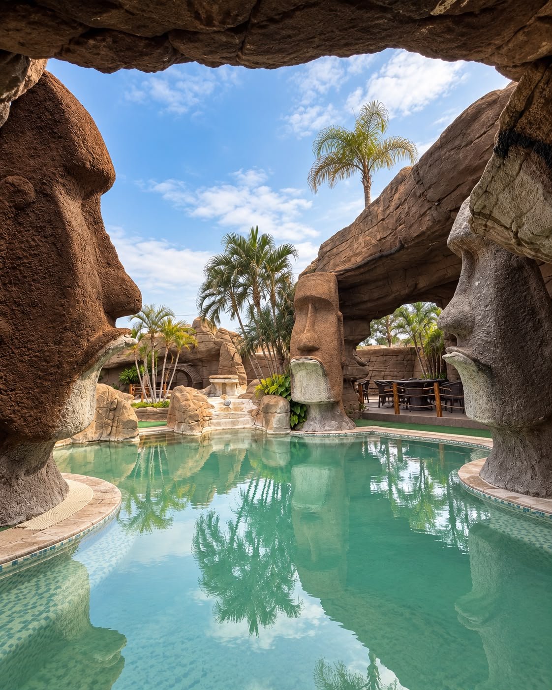 Cenário paradisíaco do espaço com piscina natural